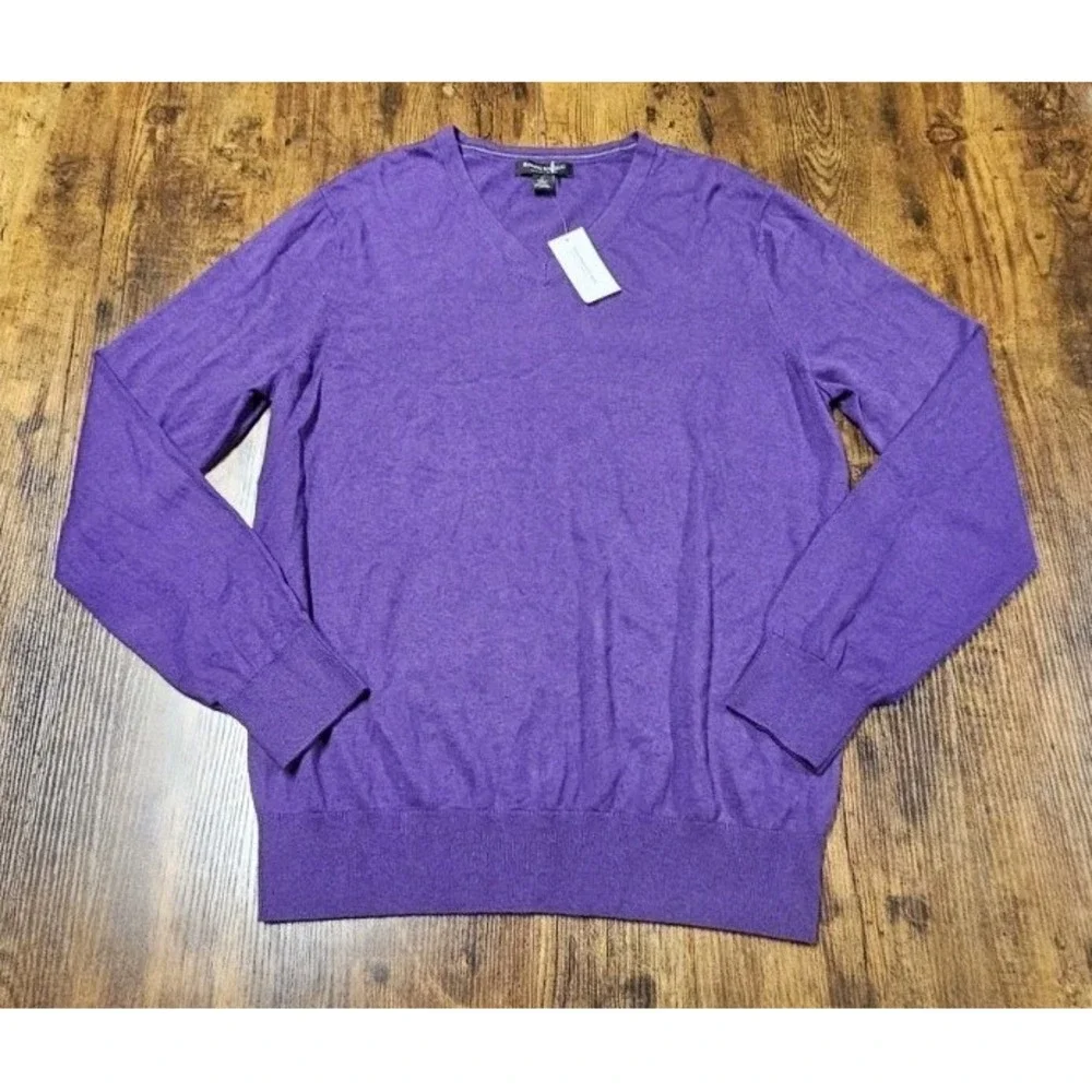 Banana Republic Luxury Blend V-Neck Purple Silk Cashmere Cotton Sweater Men's L